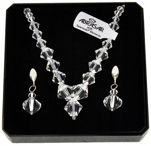 SREBRNY KOMPLET BIŻUTERII KRYSZTAŁY EL. SWAROVSKI pr.925