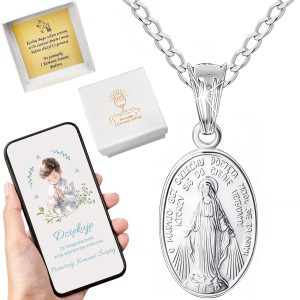 SREBRNY ŁAŃCUSZEK KOMUNIJNY I MEDALIK SREBRO 925