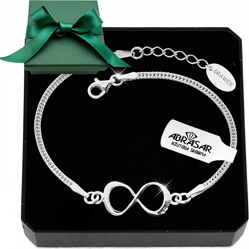 SREBRNA BRANSOLETKA NIESKOŃCZONOŚĆ + GRAWER pr.925