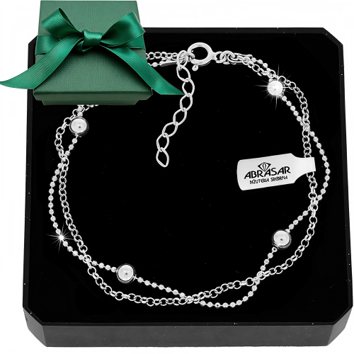 SREBRNA BRANSOLETKA PODWÓJNA KULKI pr.925