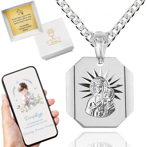 SREBRNY ŁAŃCUSZEK I MEDALIK  SREBRO 925