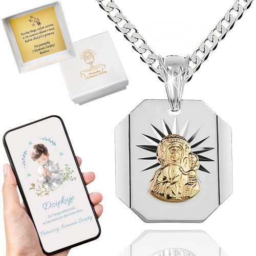 SREBRNY ŁAŃCUSZEK I MEDALIK SREBRO 925