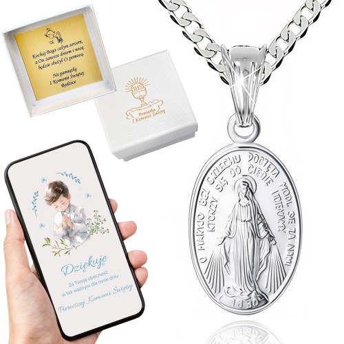 SREBRNY ŁAŃCUSZEK I MEDALIK SREBRO 925