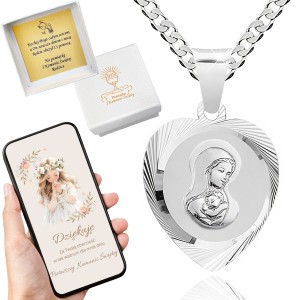 SREBRNY ŁAŃCUSZEK KOMUNIJNY I MEDALIK SREBRO 925