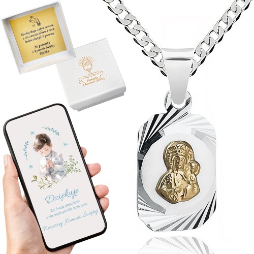 SREBRNY ŁAŃCUSZEK I MEDALIK SREBRO 925