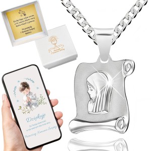 SREBRNY ŁAŃCUSZEK KOMUNIJNY I MEDALIK SREBRO 925