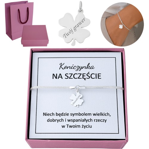 SREBRNA BRANSOLETKA + KONICZYNKA GRAWER pr.925